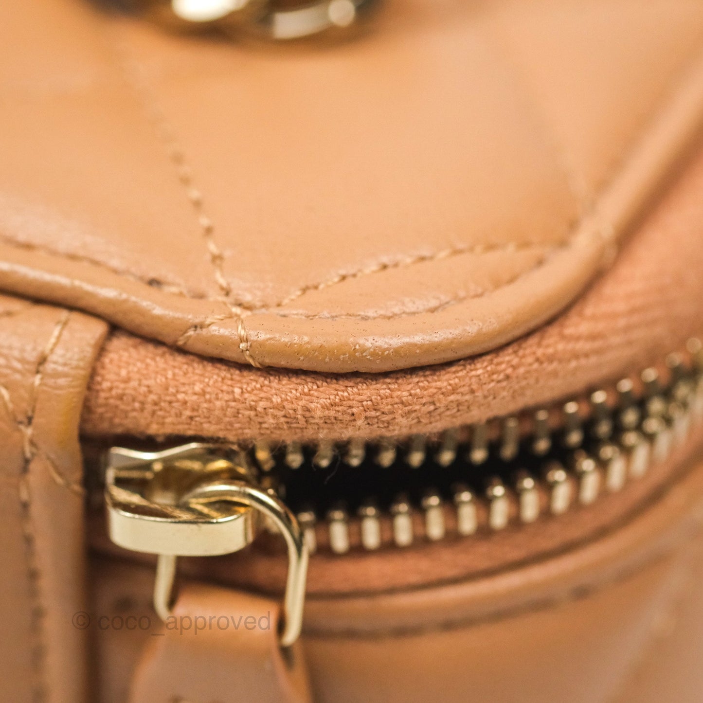 Chanel Vanity Rectangular Top Handle Beige Lambskin Gold Hardware