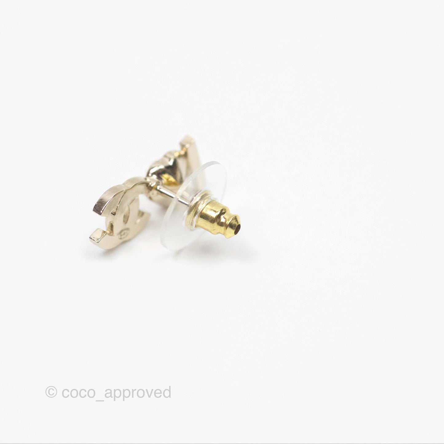 Chanel Crystal COCO Pink Heart Earrings Gold Tone 22B