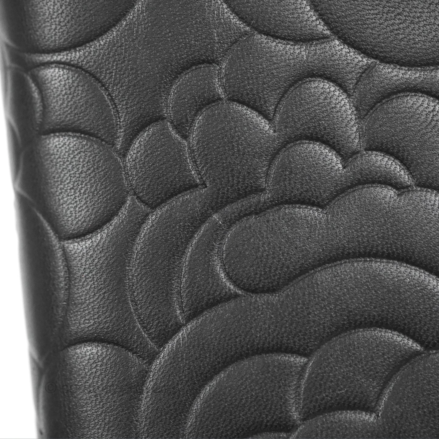 Chanel Wallet Black Camellia Embossed Lambskin Silver Hardware