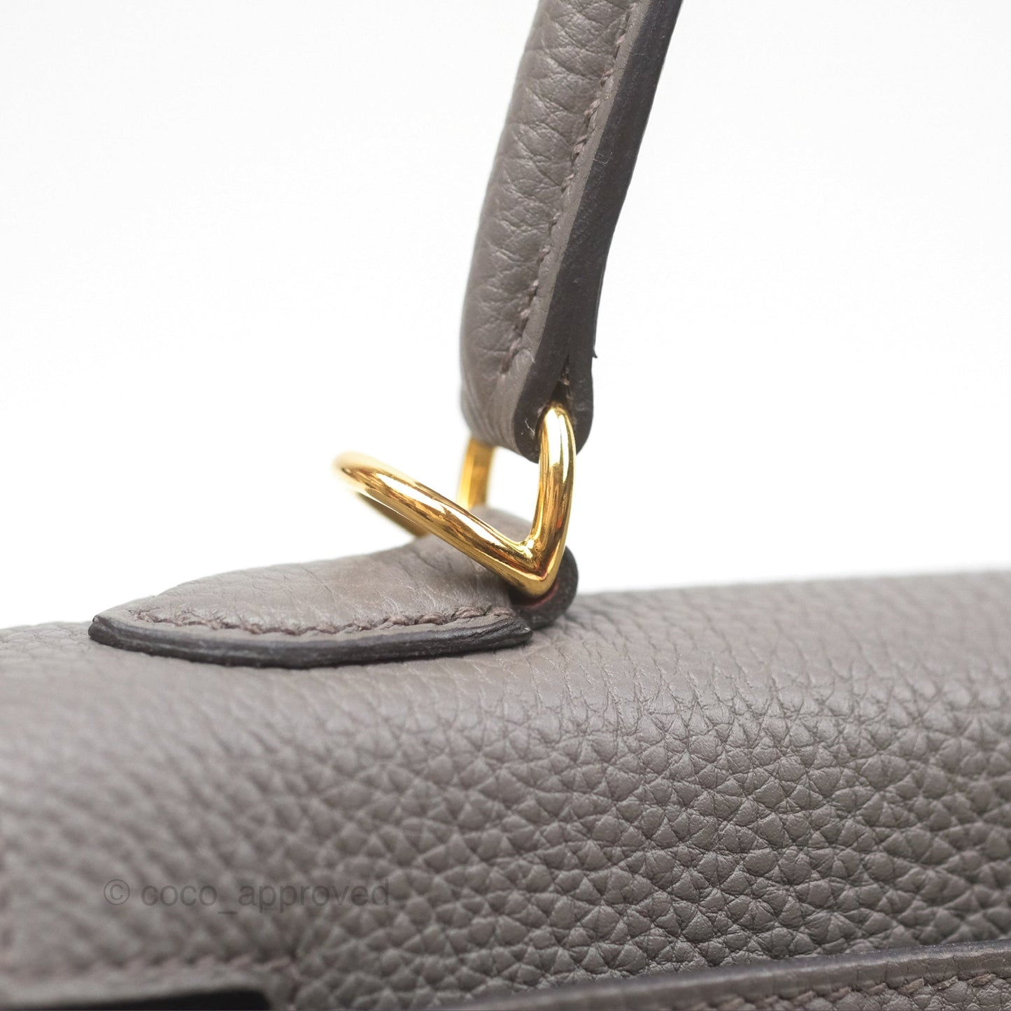Hermès Retourne Kelly 25 Gris Etain 8F Togo Gold Hardware
