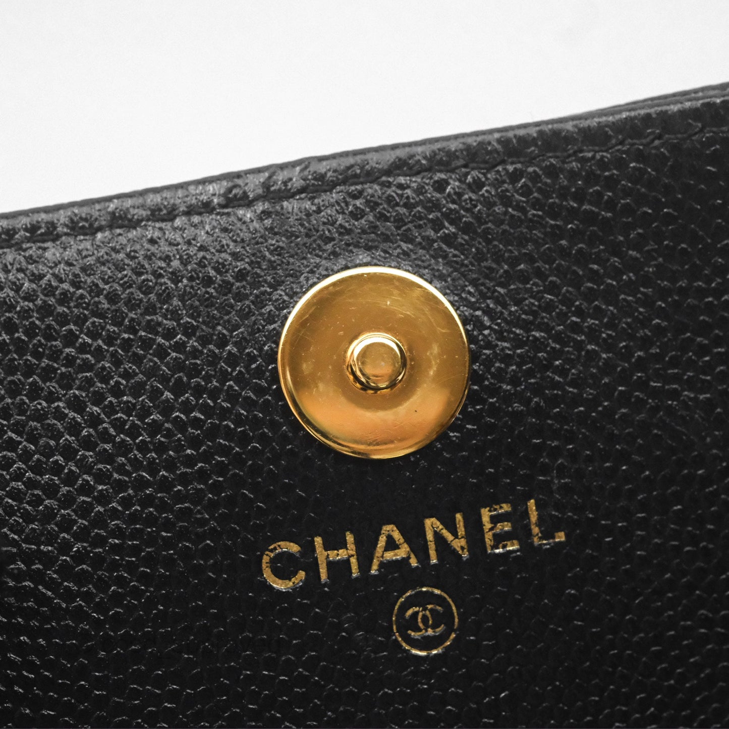 Chanel Clutch with Chain Black Caviar Gold Hardware 22K