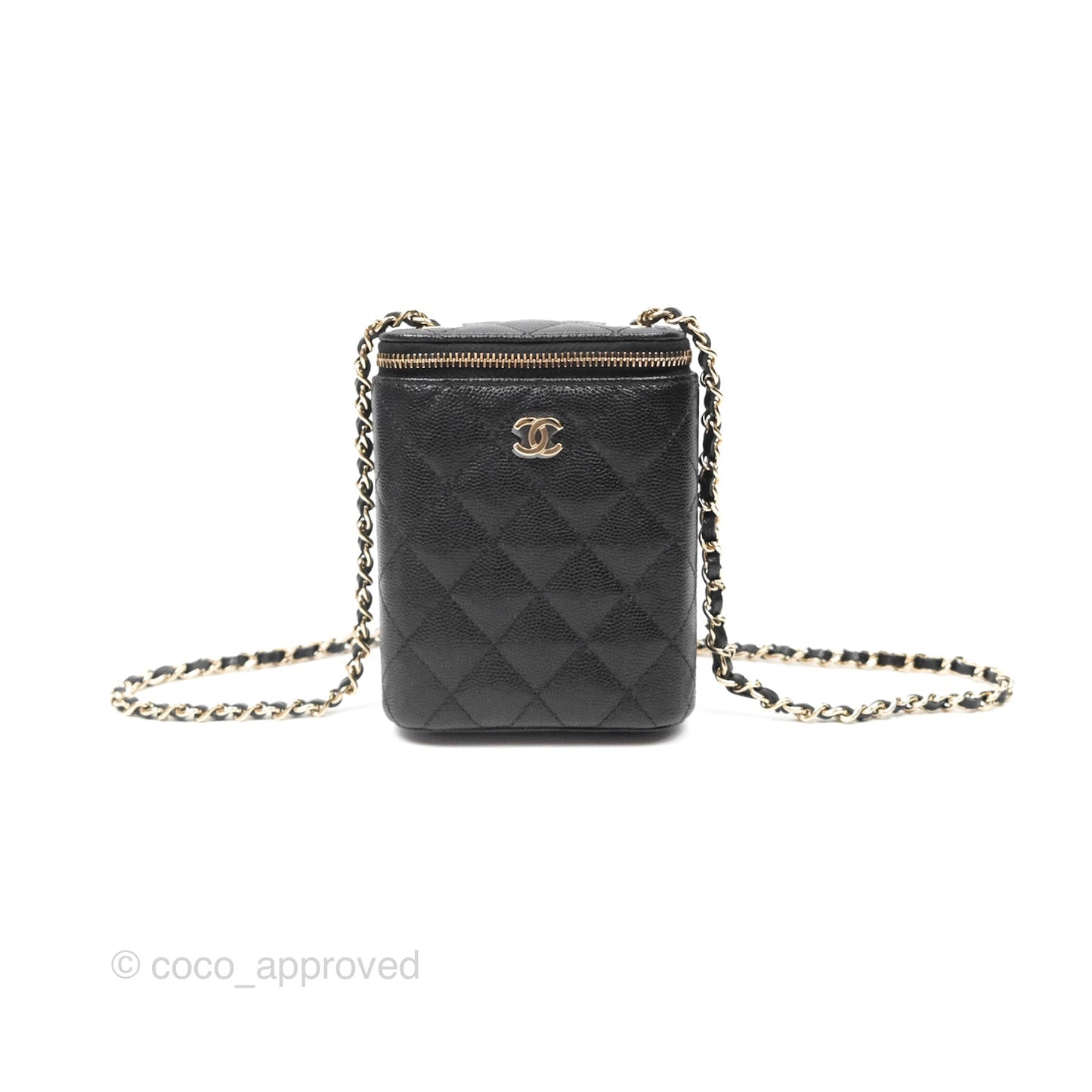 Chanel Classic Mini Vanity With Chain Black Caviar Gold Hardware