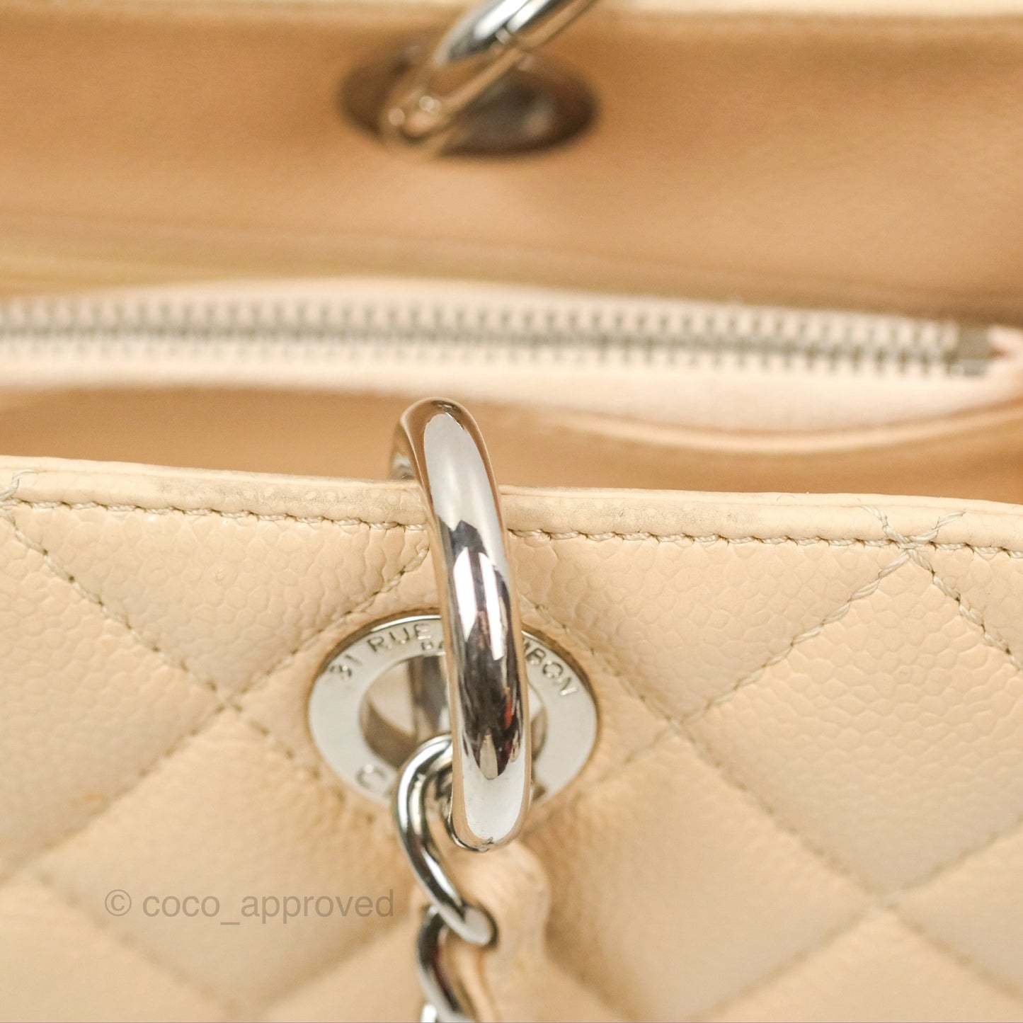 Chanel GST Beige Caviar Silver Hardware