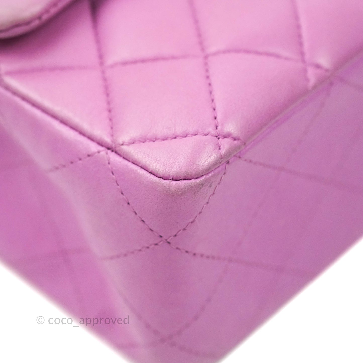 Chanel Classic M/L Medium Double Flap Purple Lambskin Silver Hardware