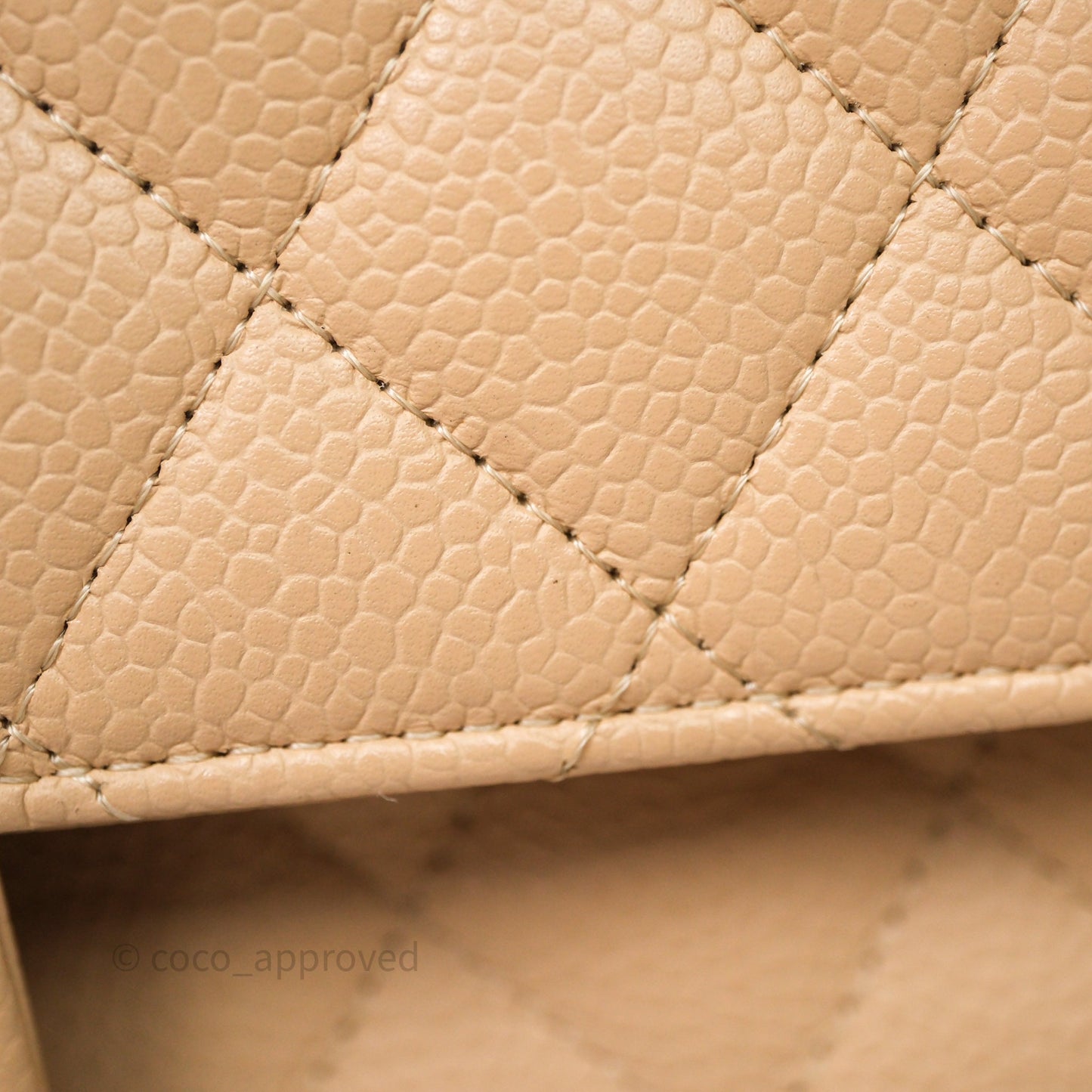 Chanel Classic M/L Medium Flap Quilted Beige Caviar Gold Hardware