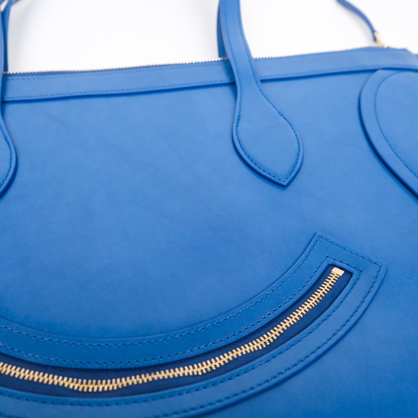 Celine Flat Luggage Tote Bag Blue Calfskin