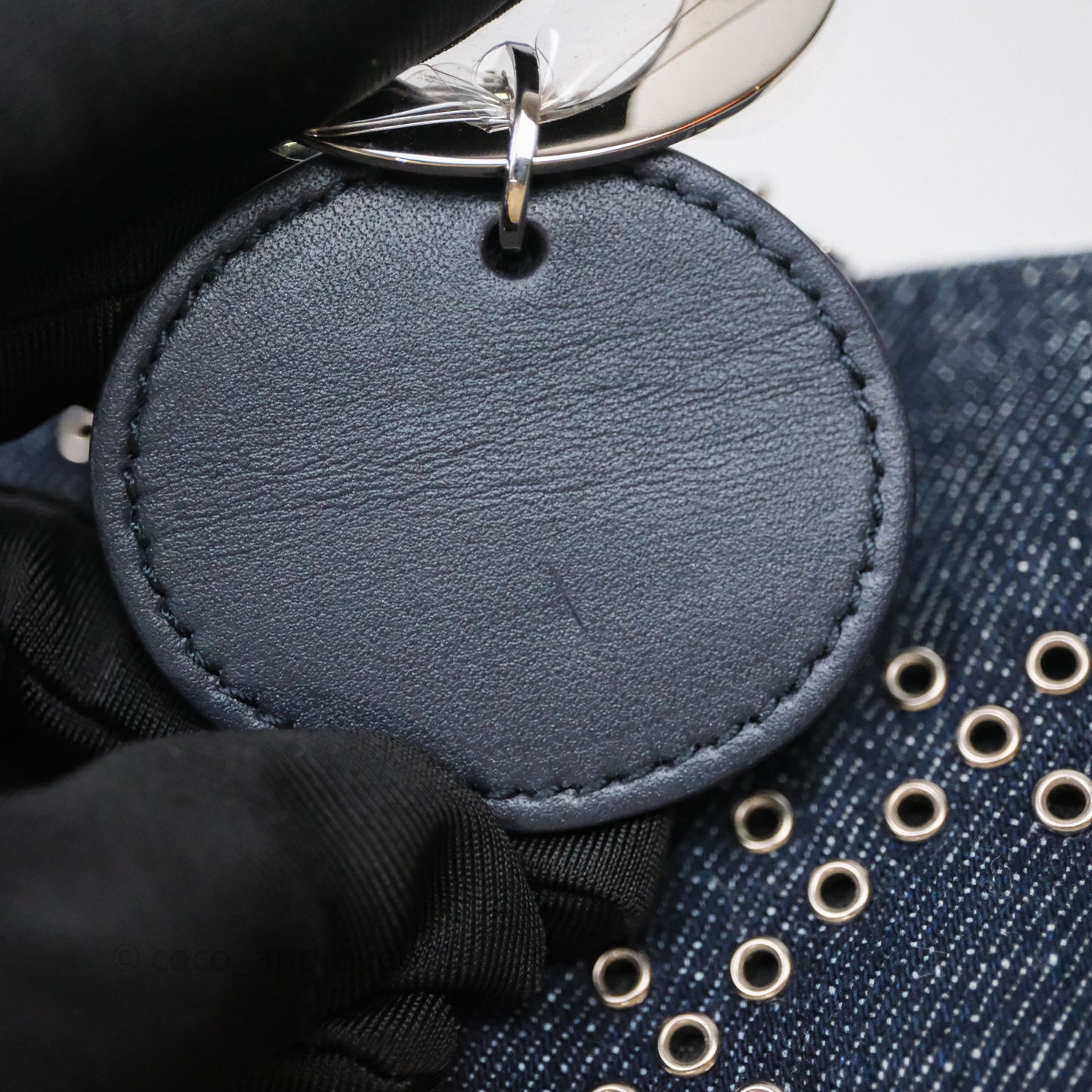 Christian Dior Medium Lady D-Joy Denim Eyelet Silver Hardware