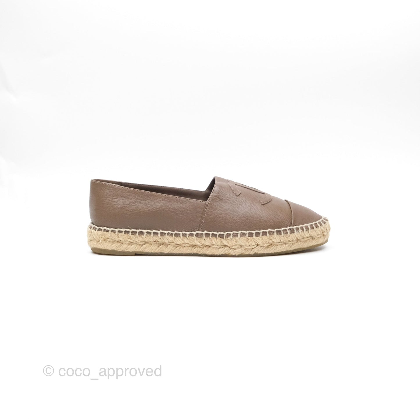 Chanel Espadrille Brown Leather Size 40