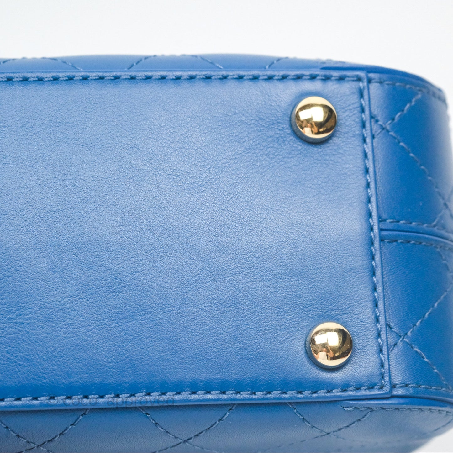 Chanel Stitched Camera Case Bag Blue Calfskin Gold Hardware