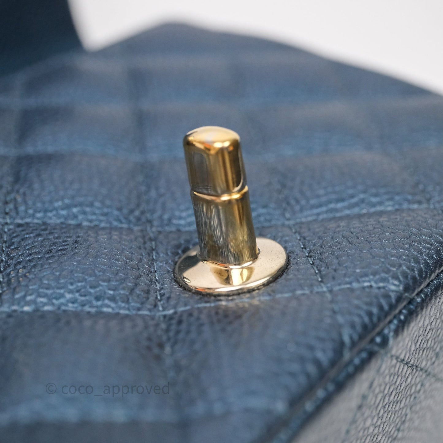 Chanel Quilted Mini Square Iridescent Navy Caviar Gold Hardware