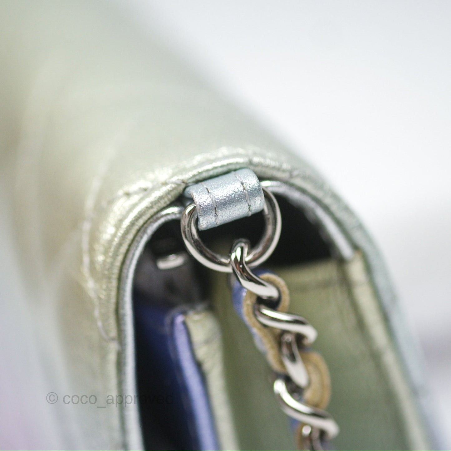 Chanel Classic Quilted Wallet on Chain WOC Iridescent Rainbow Calfskin 21K