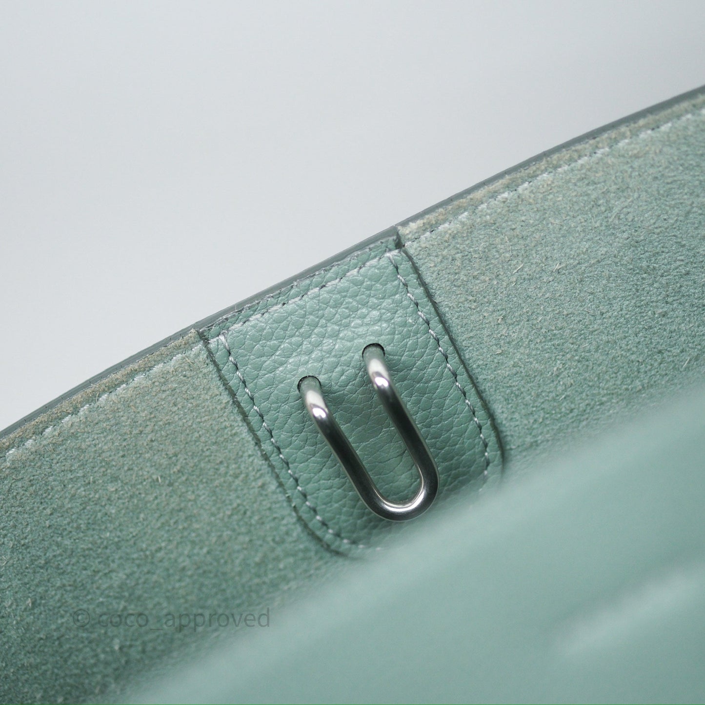 Celine Small Sangle Bucket Bag Light Green Celadon Grained Calfskin Silver Hardware