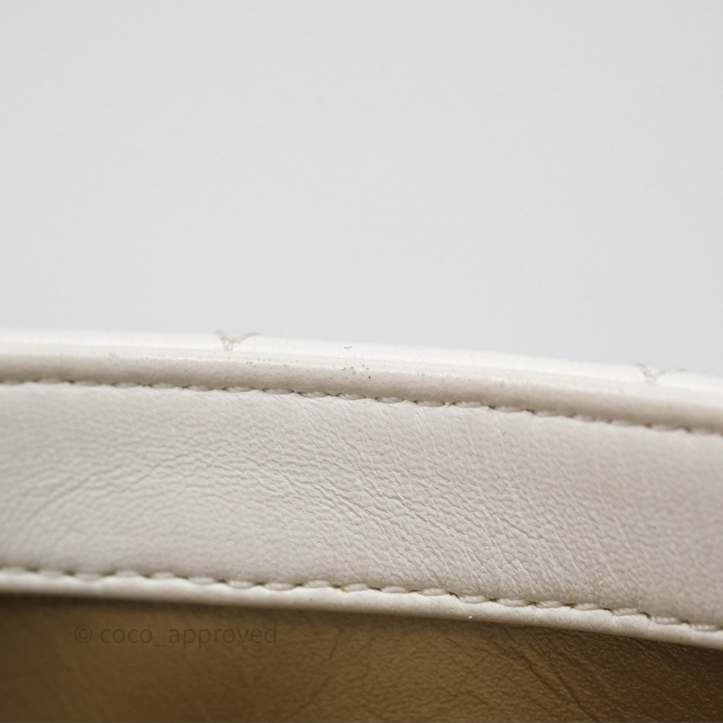 Chanel Mini Rectangular Pearl Crush Quilted White Lambskin Aged Gold Hardware