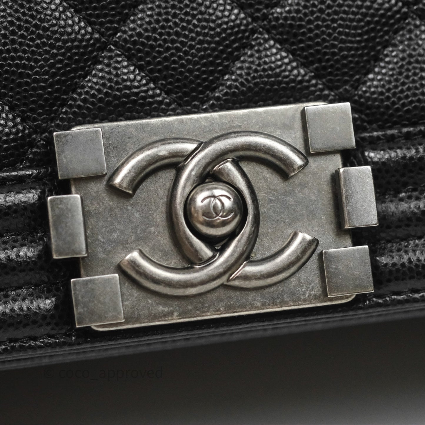 Chanel Quilted Medium Boy Black Caviar Ruthenium Hardware