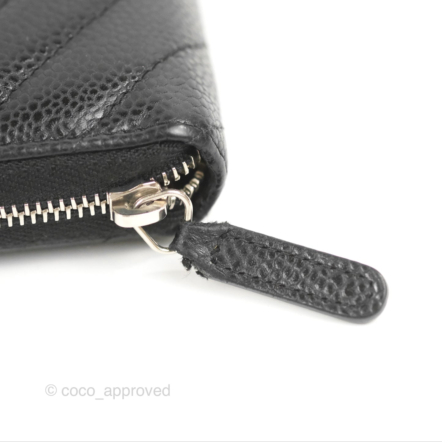 Chanel Medium Wallet Chevron Black Soft Caviar Silver Hardware