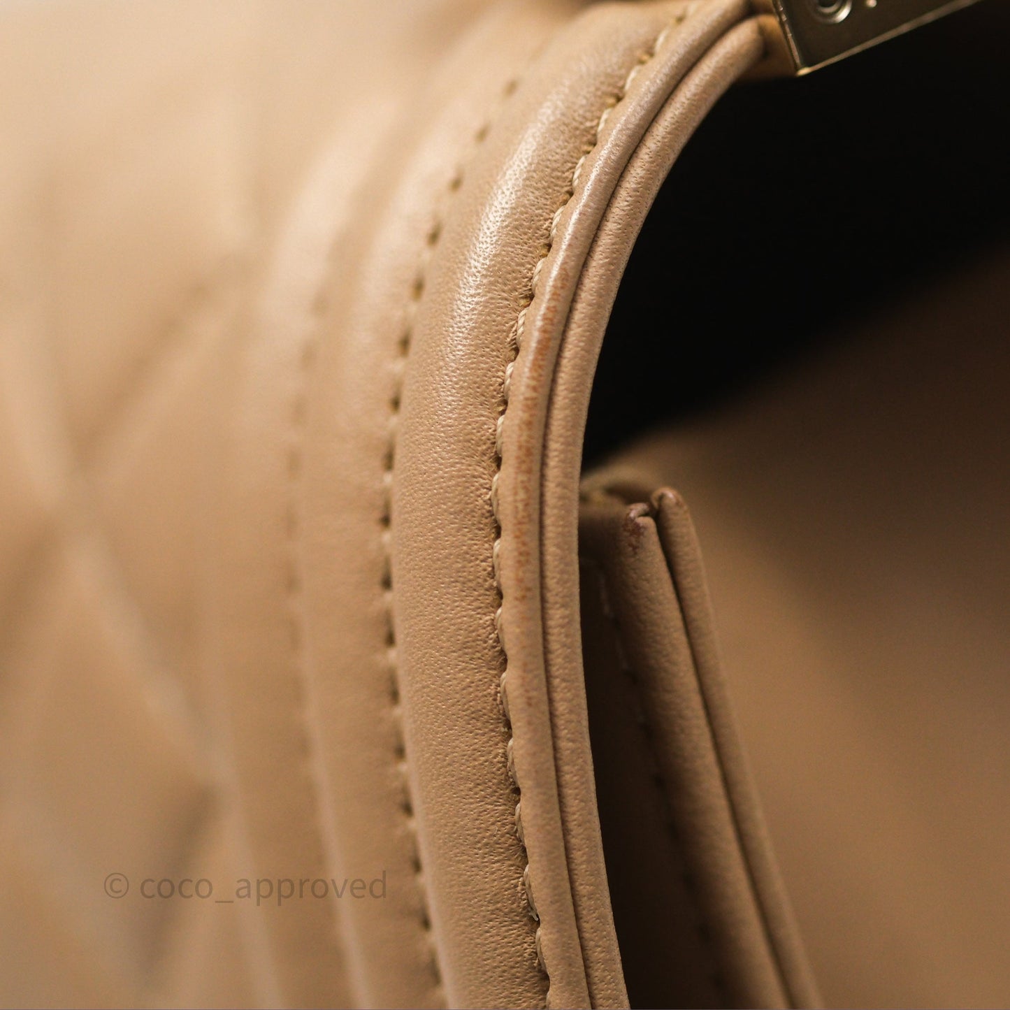 Chanel Boy Quilted Medium Beige Calfskin Gold Hardware