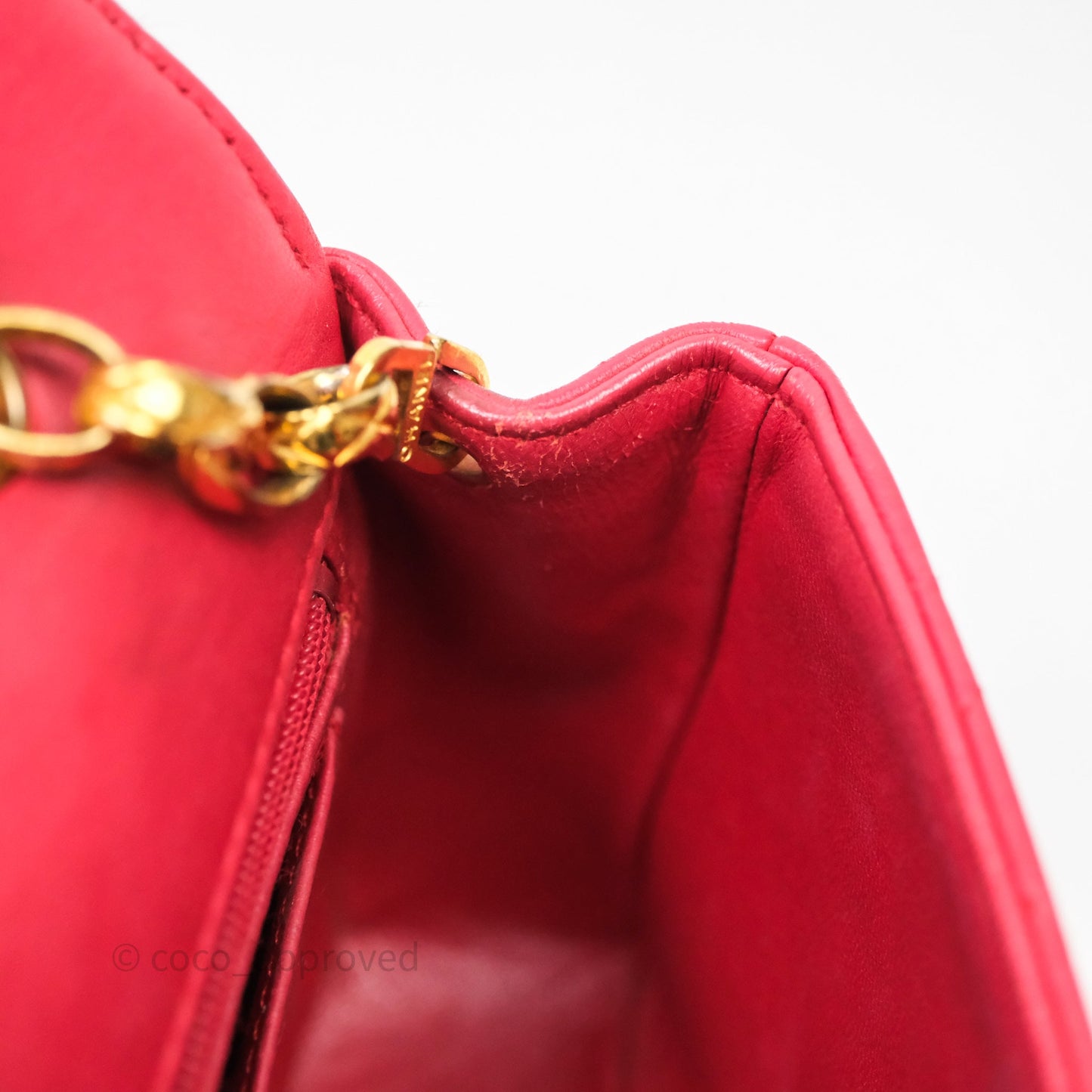Chanel Vintage Mini Bijoux Chain Flap Bag Red Gold Hardware