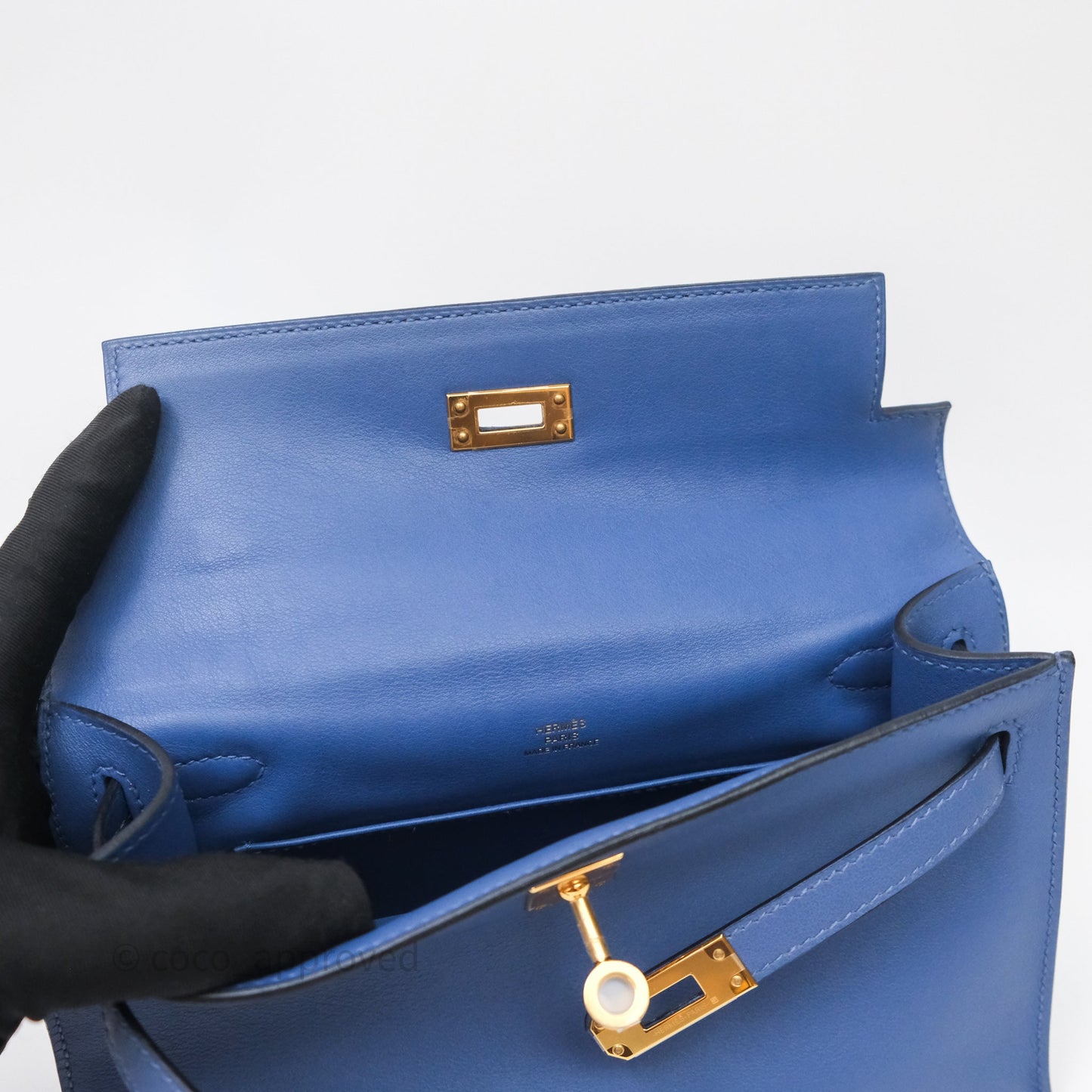 Hermès Kelly Pochette Clutch Bleu Brighton 7E Swift Gold Hardware