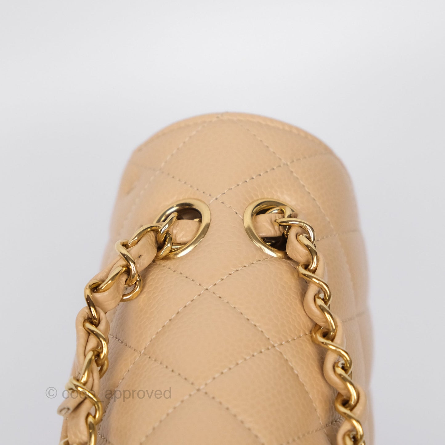 Chanel Classic M/L Medium Flap Quilted Beige Caviar Gold Hardware