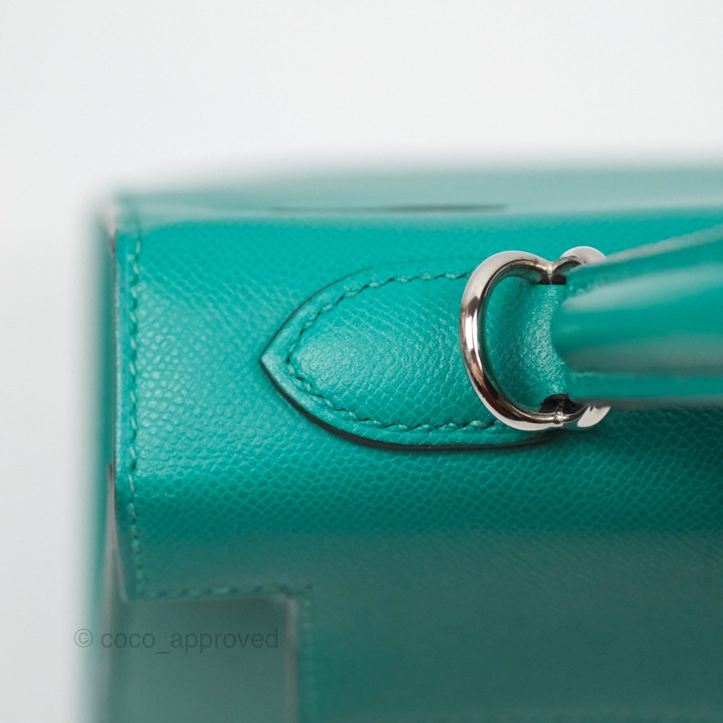 Hermès Sellier Kelly 25 Madame Leather Vert Verone U1/ Bleu De Prusse 7P Palladium Hardware