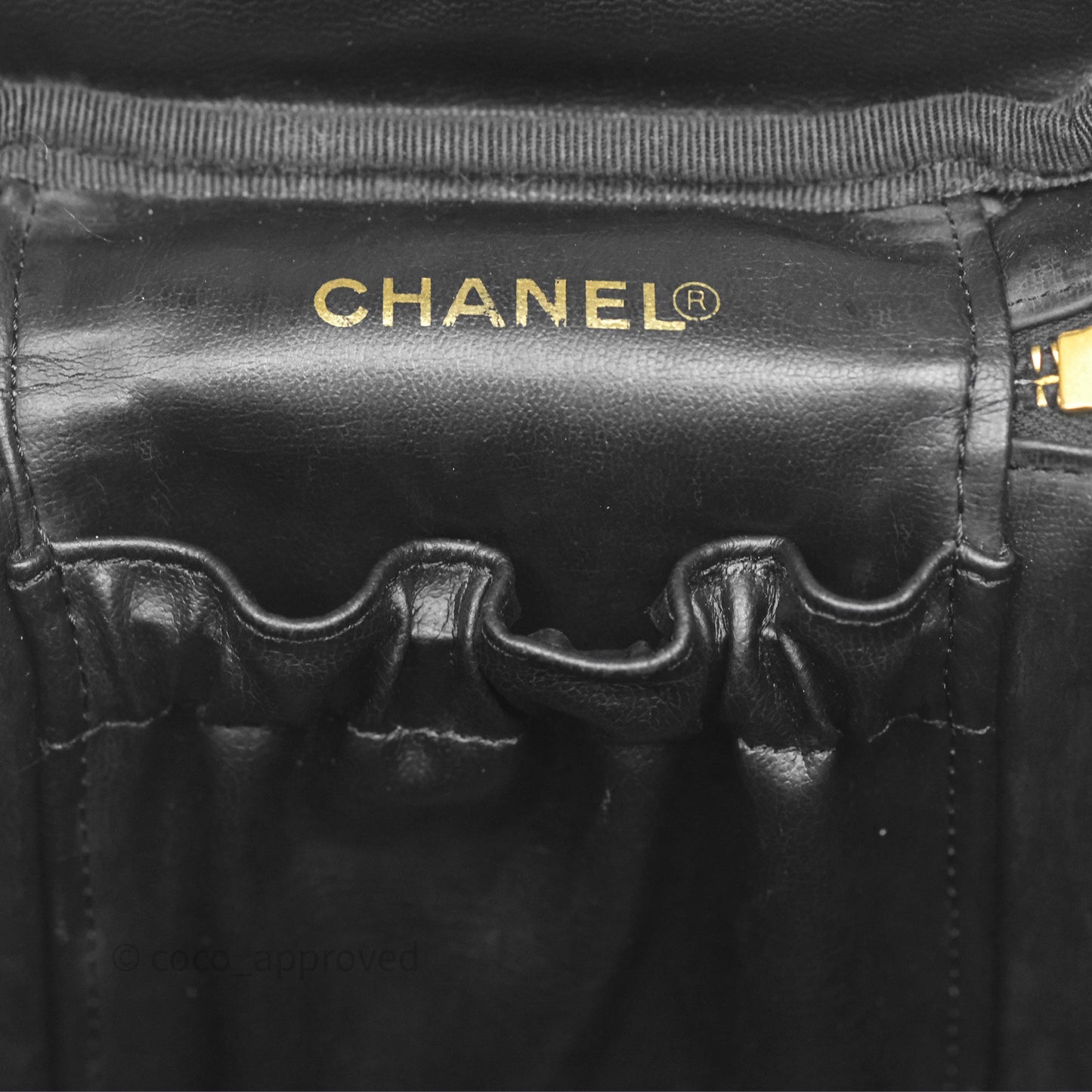 Chanel Vintage Vanity Case Black Caviar Gold Hardware