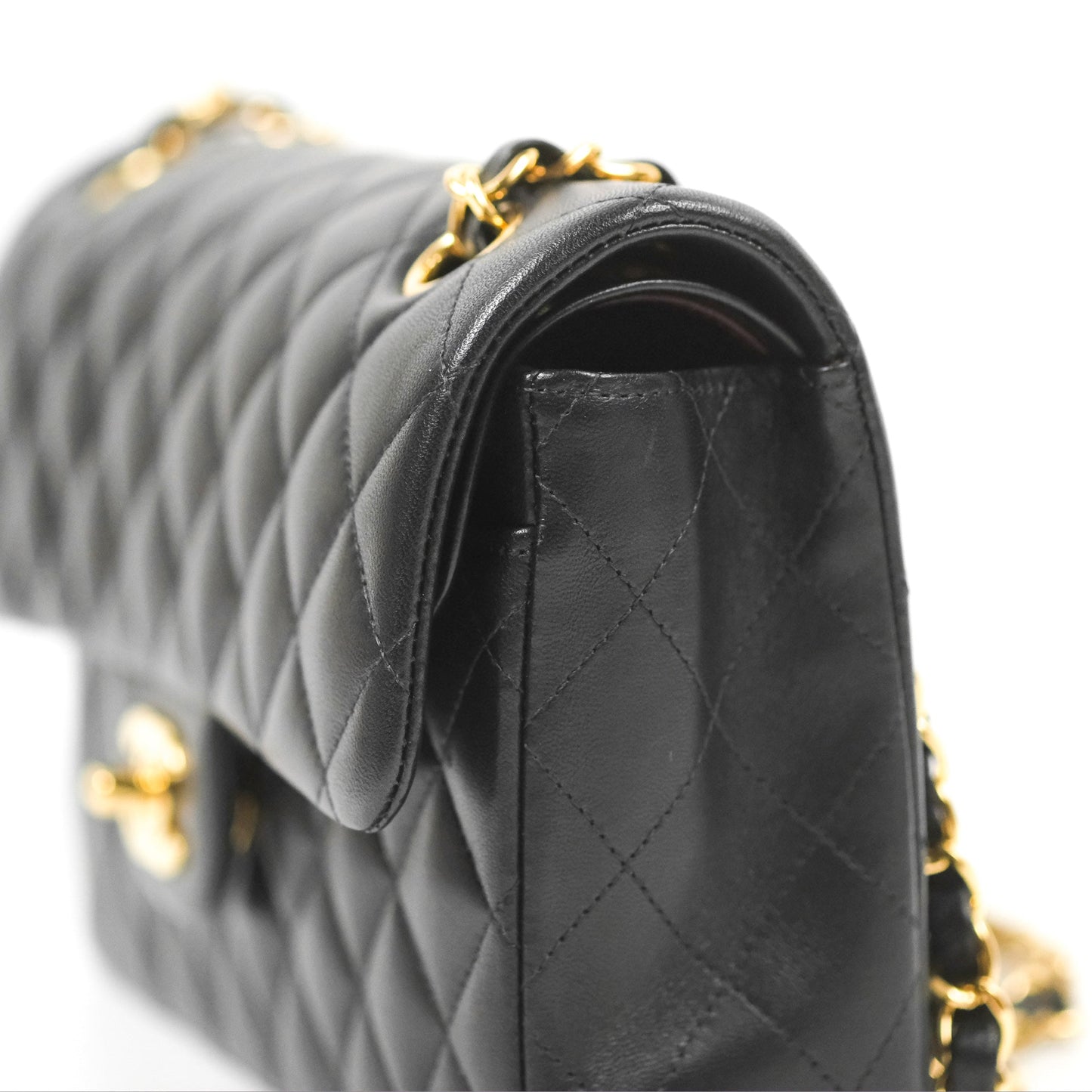 Chanel Small Classic Quilted Flap Black Lambskin Gold Hardware