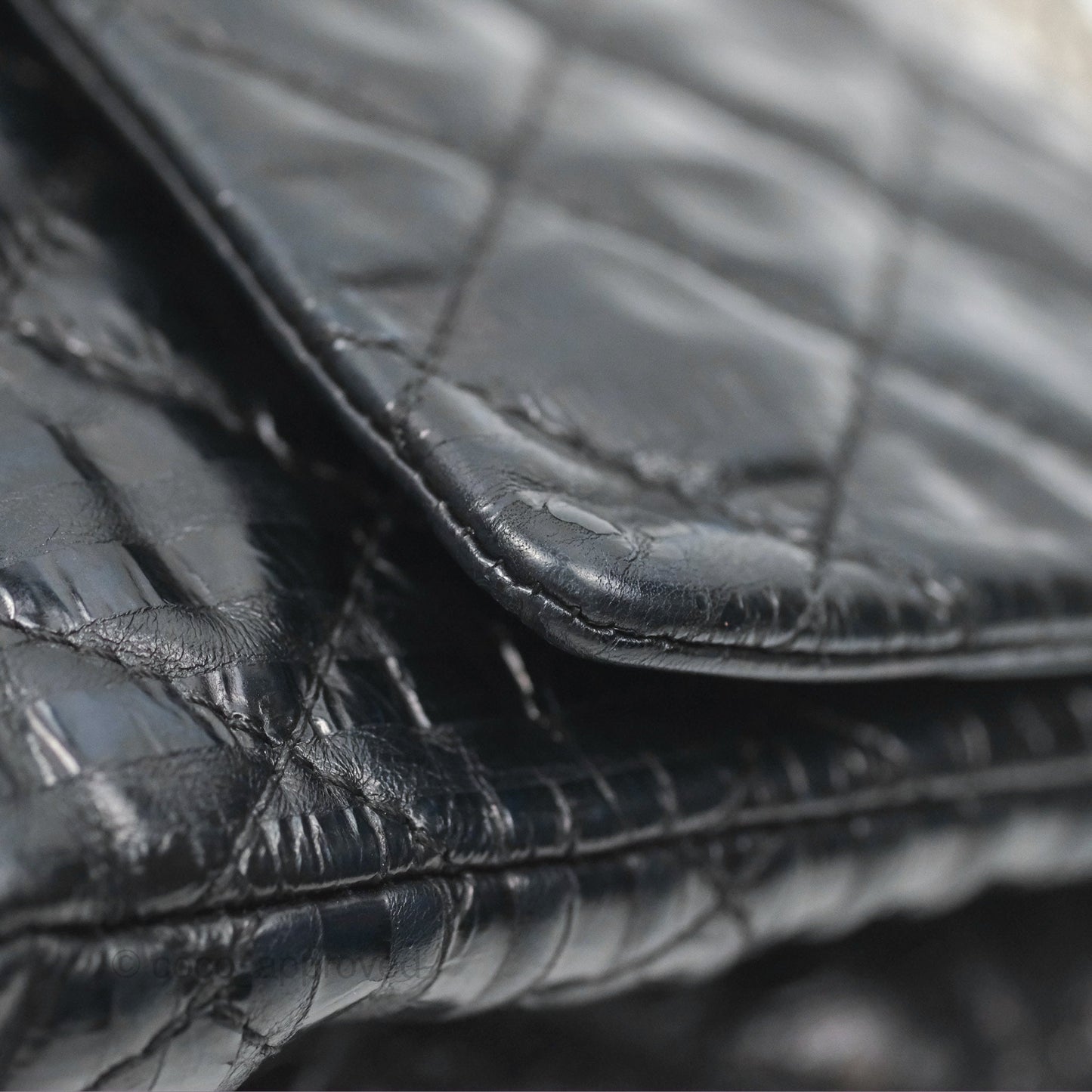 Chanel Reissue 227 Flap Quilted Calfskin Black Striped Dark Silver Hardware