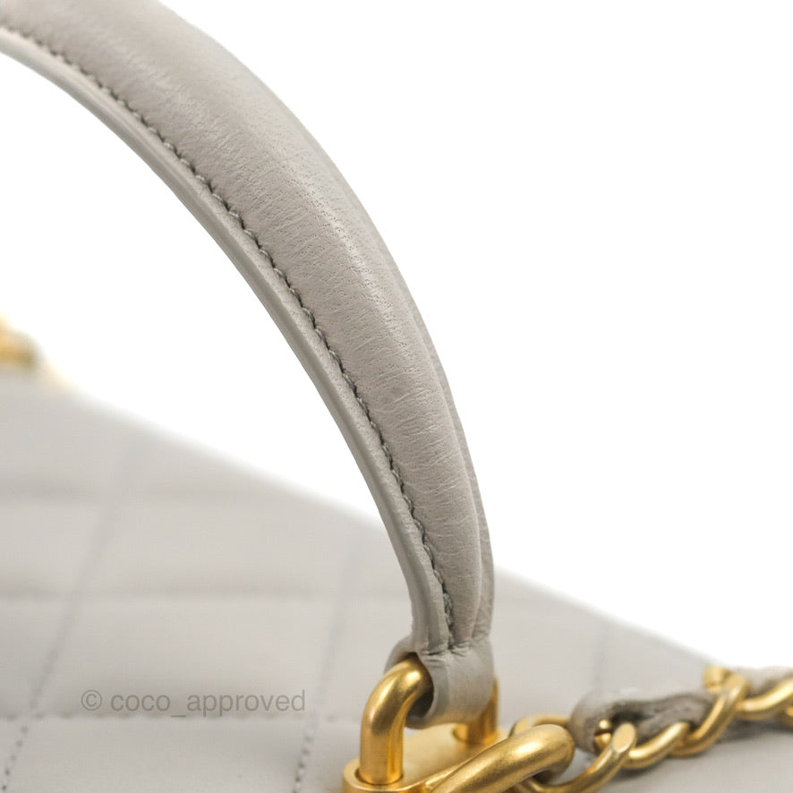 Chanel Vanity Rectangular Top Handle Grey Lambskin Gold Hardware