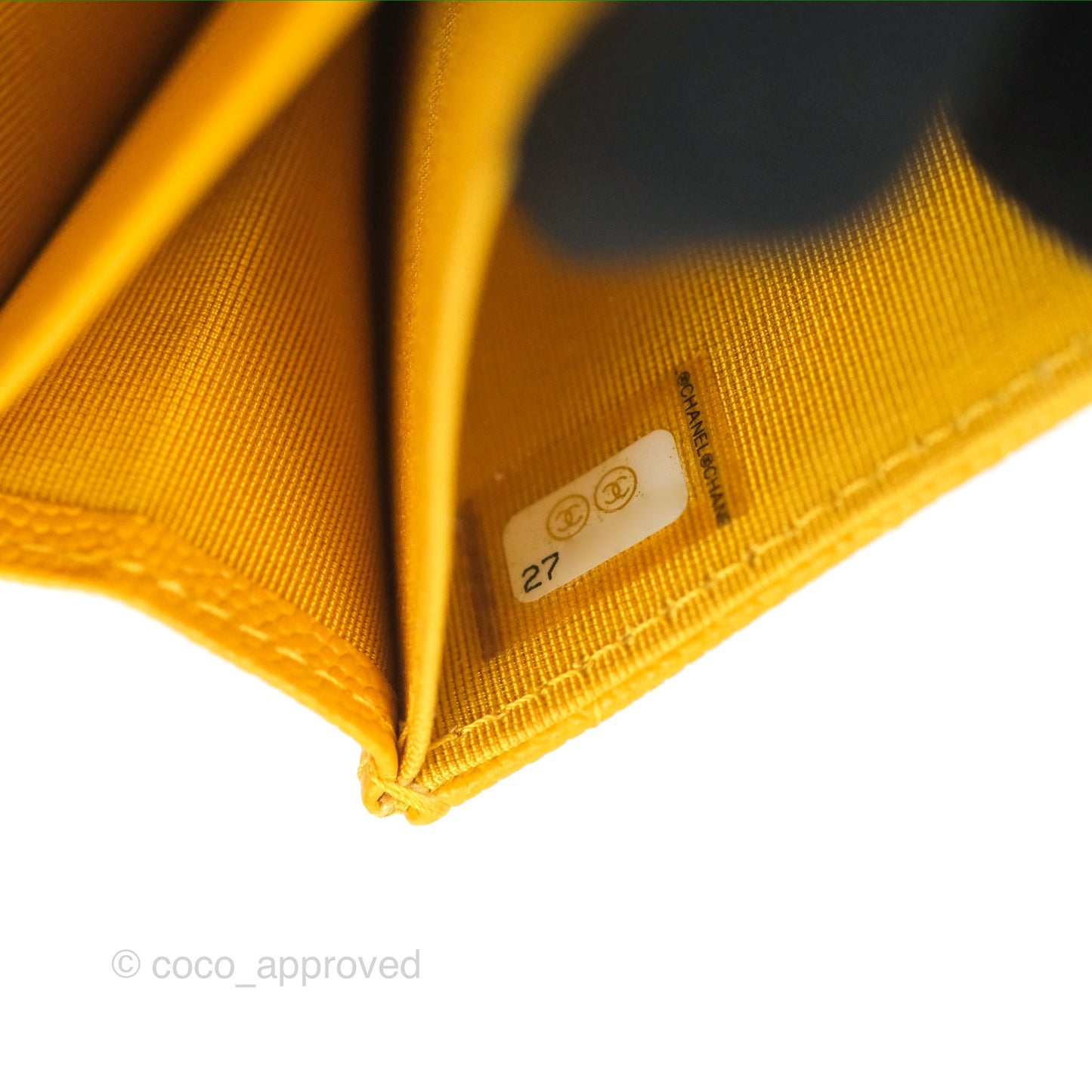 Chanel Classic Flap Coin Purse Yellow Caviar Gold Hardware