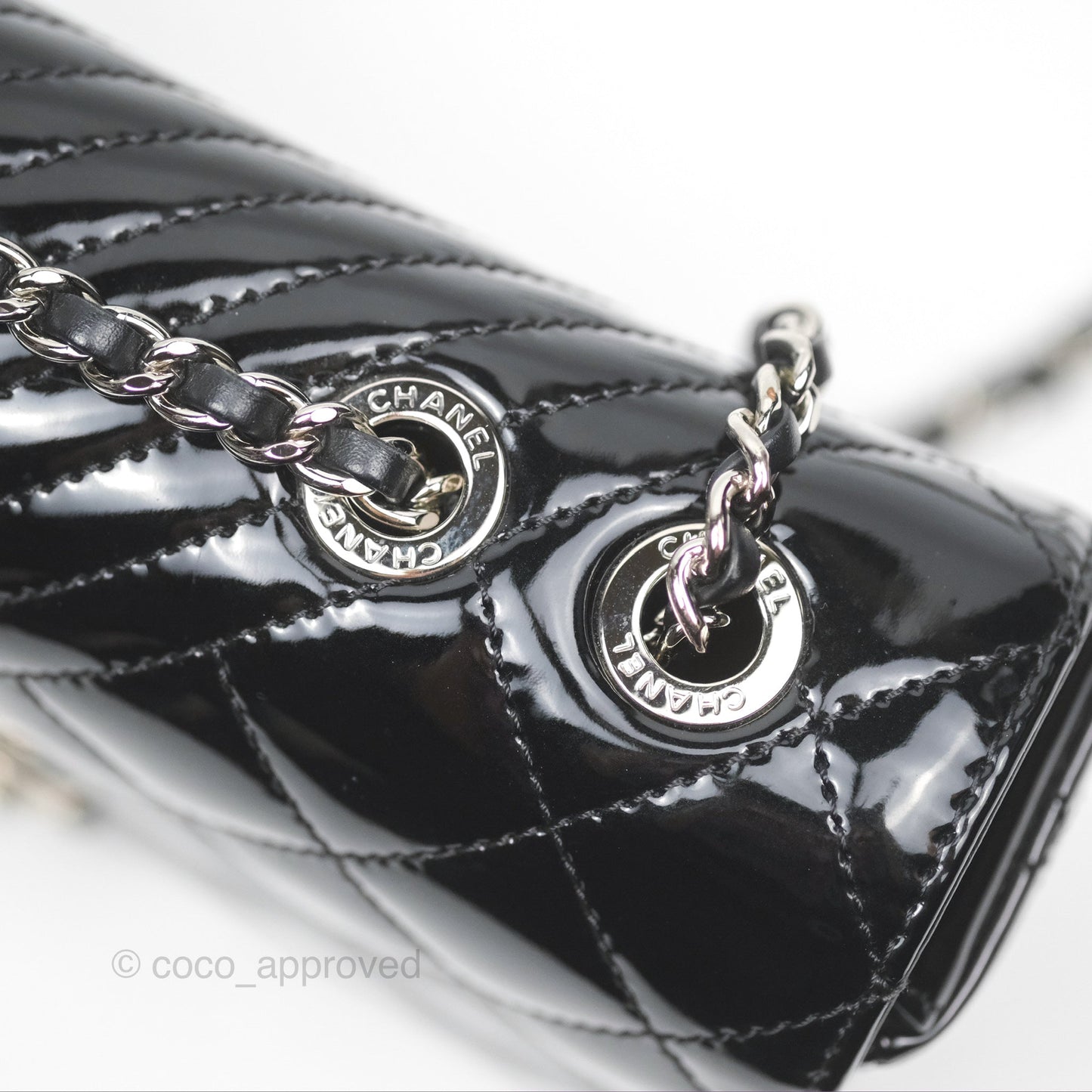 Chanel Small Flap Coco Boy Black Patent Silver Hardware
