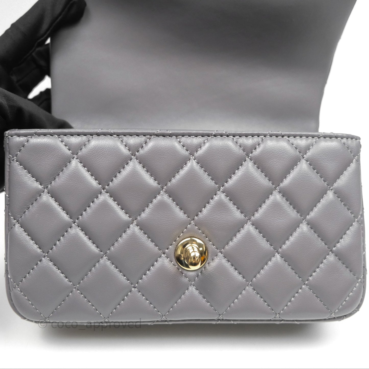 Chanel Top Handle Mini Rectangular Flap Grey Lambskin Gold Hardware