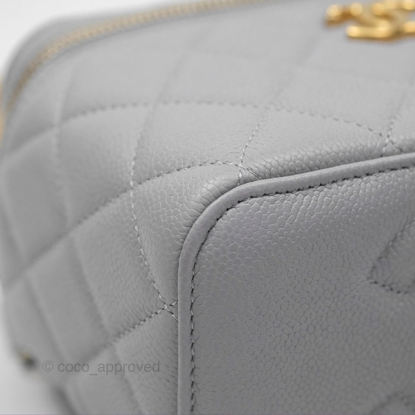 Chanel Vanity with Heart Adjustable Chain Grey Caviar Aged Gold Hardware