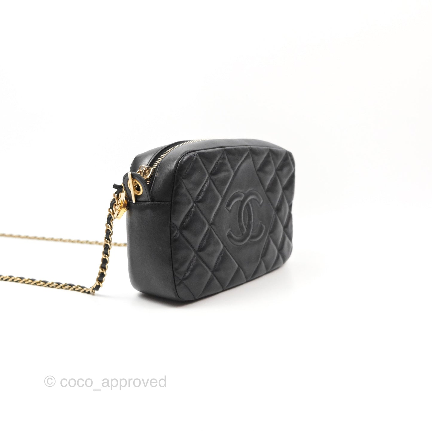 Chanel Small CC Camera Bag Quilted Black Lambskin Gold Hardware