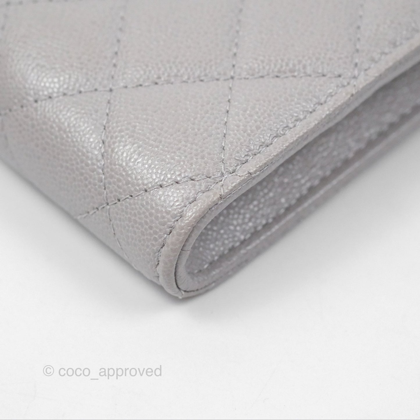 Chanel Quilted Phone Holder Grey Caviar Gold Hardware