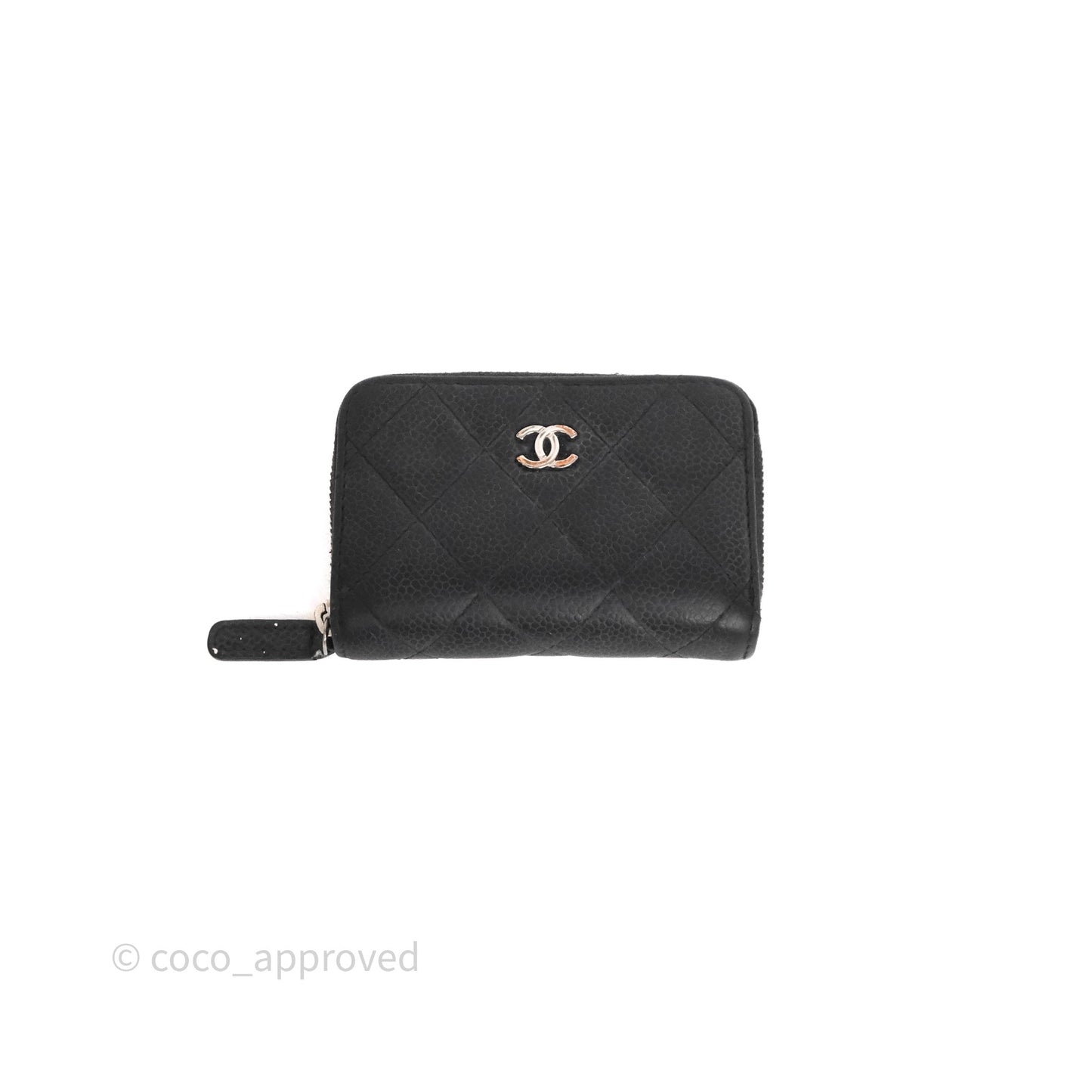 Chanel Classic Zipped Coin Purse Black Caviar Silver Hardware