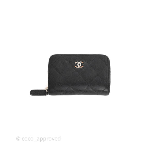 Chanel Classic Zipped Coin Purse Black Caviar Silver Hardware