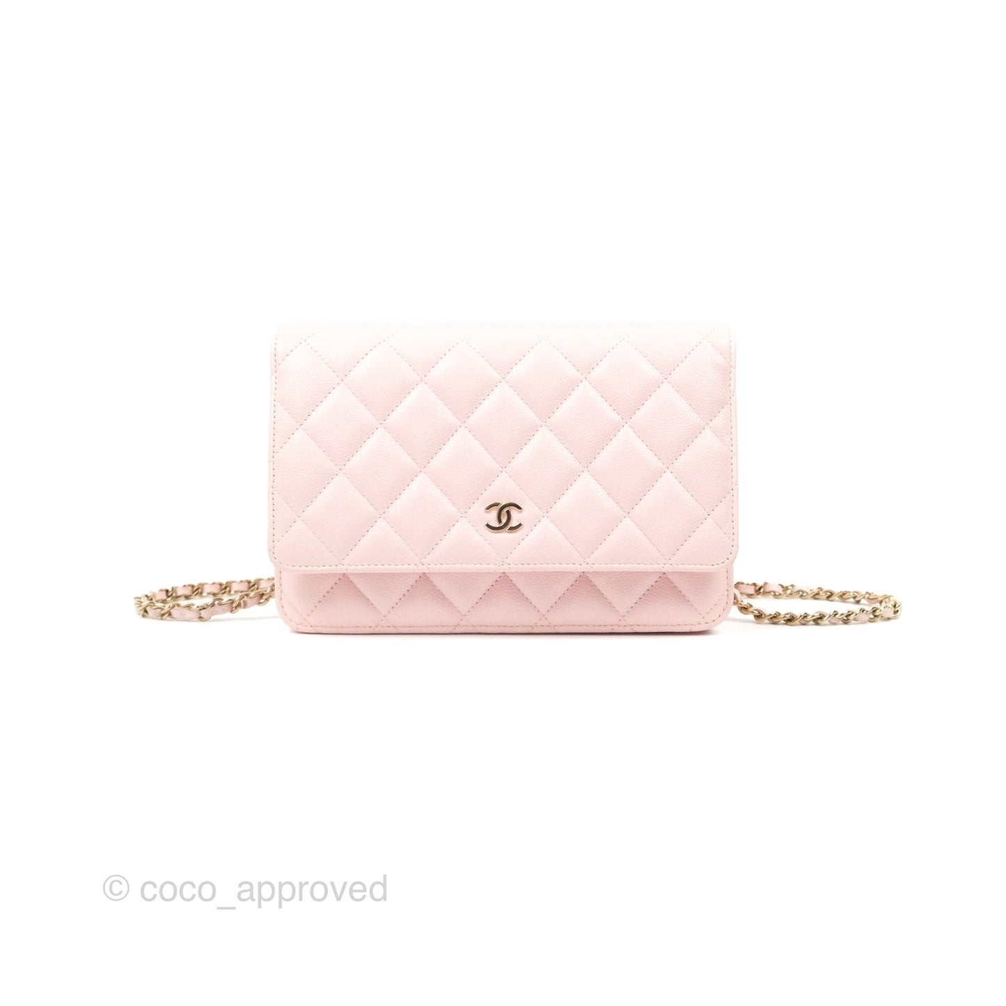 Chanel Quilted Classic Wallet on Chain WOC Pink Caviar Gold Hardware
