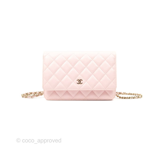 Chanel Quilted Classic Wallet on Chain WOC Pink Caviar Gold Hardware
