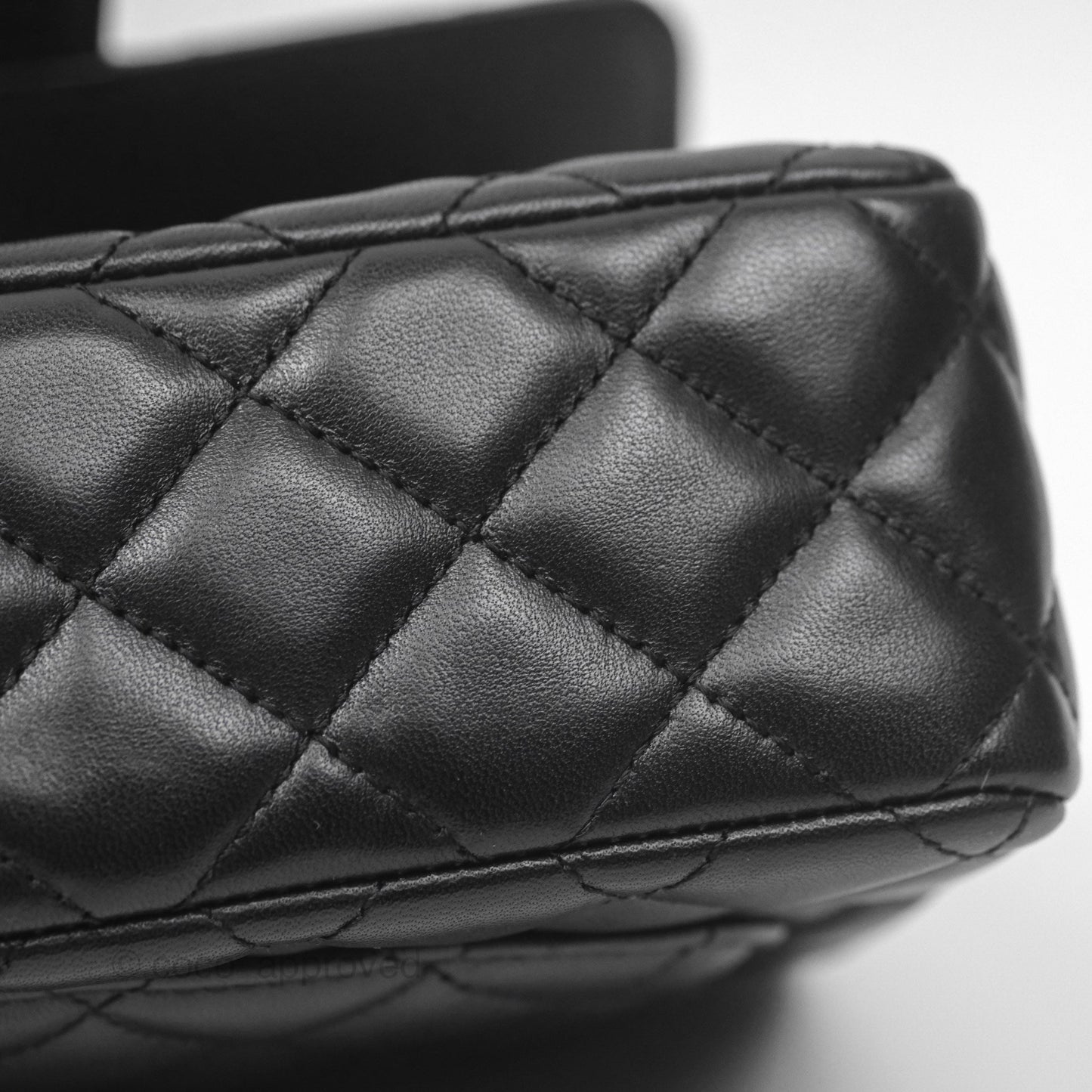 Chanel Flap Bag with Logo Enamel Chain Black Lambskin 22B