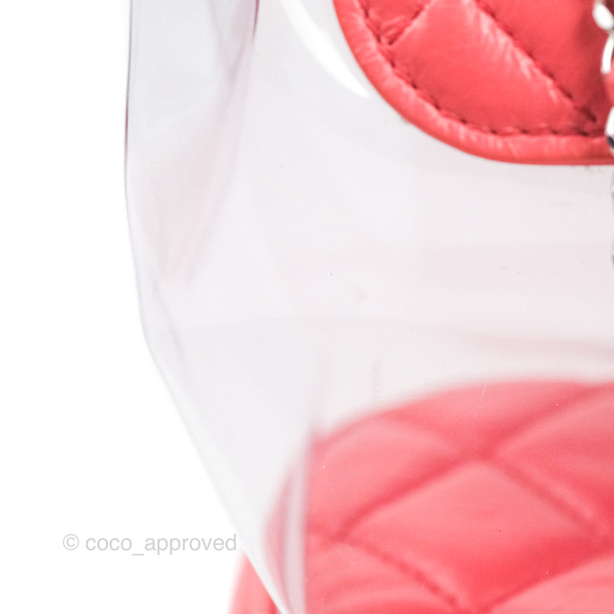 Chanel Aquarium PVC Coral Pink Crumpled Calfskin Silver Hardware