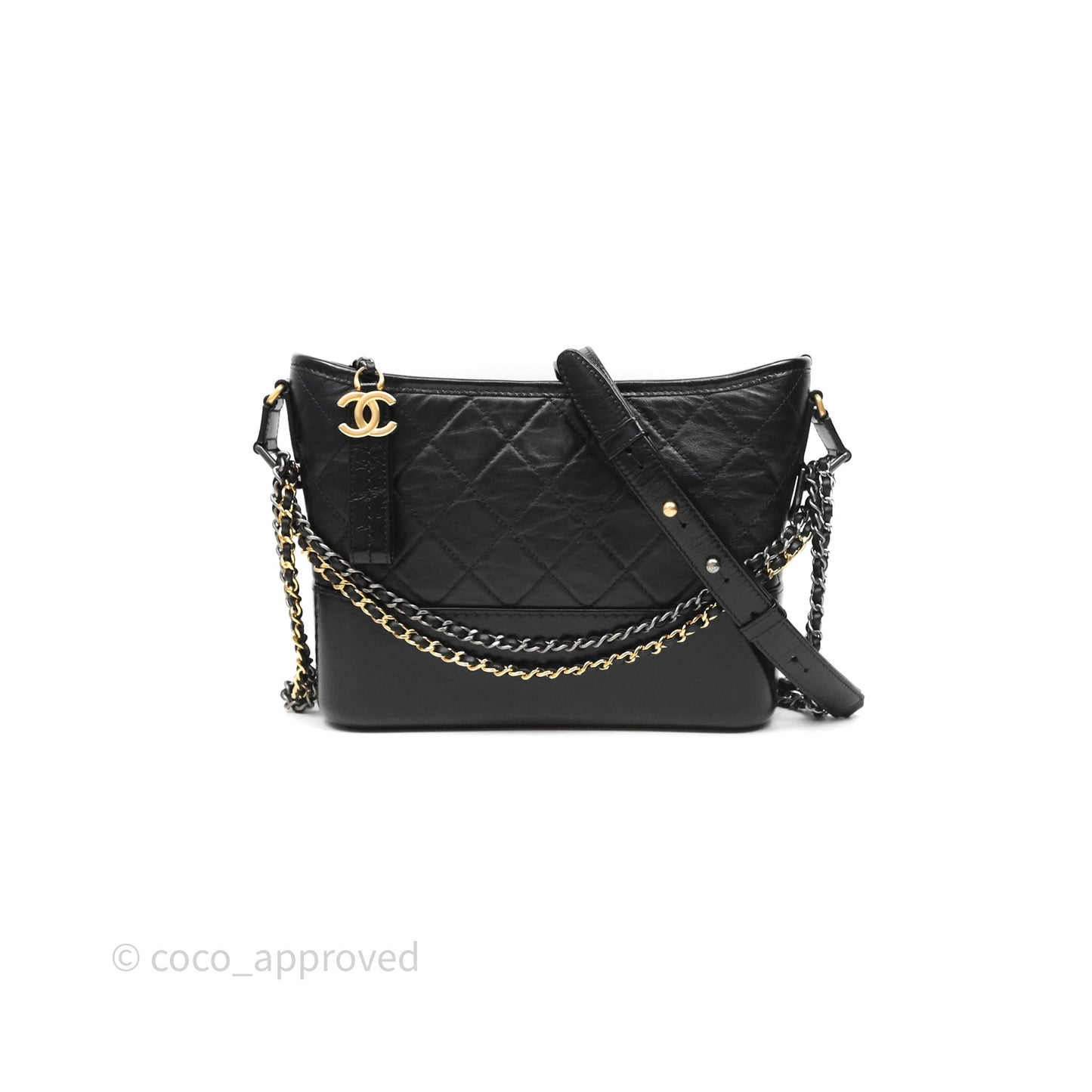 Chanel New Medium Gabrielle Hobo Quilted Black Aged Calfskin