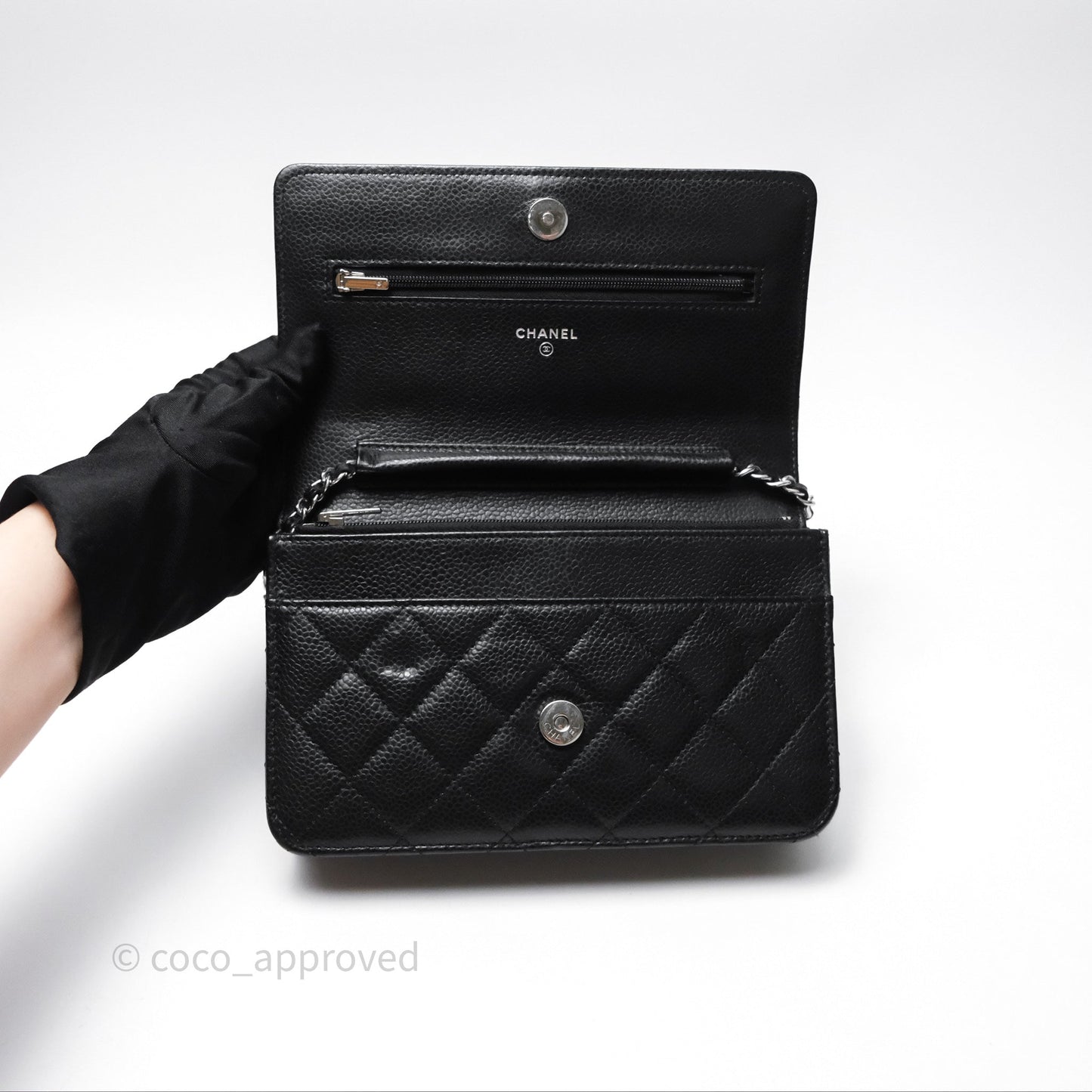 Chanel Quilted WOC Black Caviar Silver Hardware