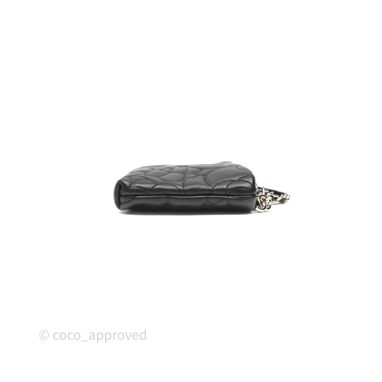 Chanel Camellia Pochette Clutch Black Lambskin Gold Hardware