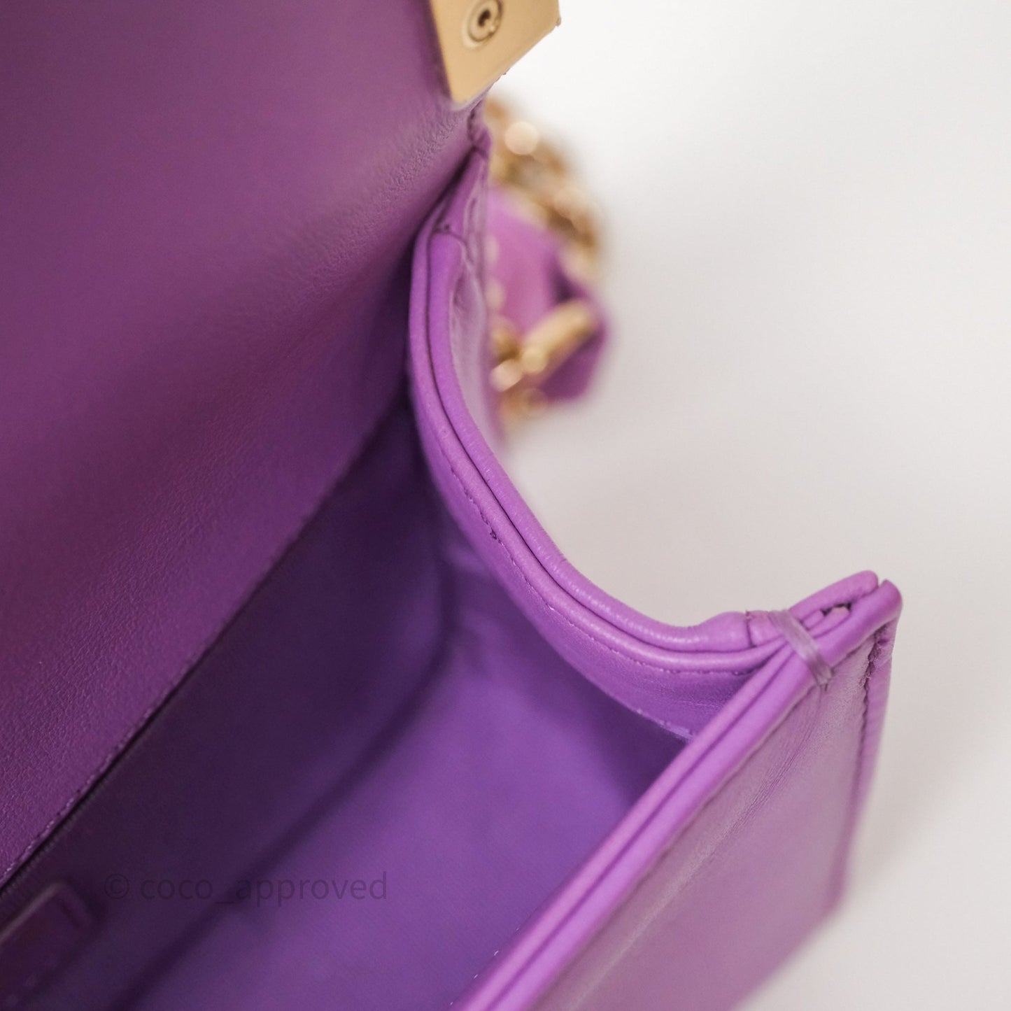 Chanel Chevron Small Boy Purple Calfskin Gold Hardware
