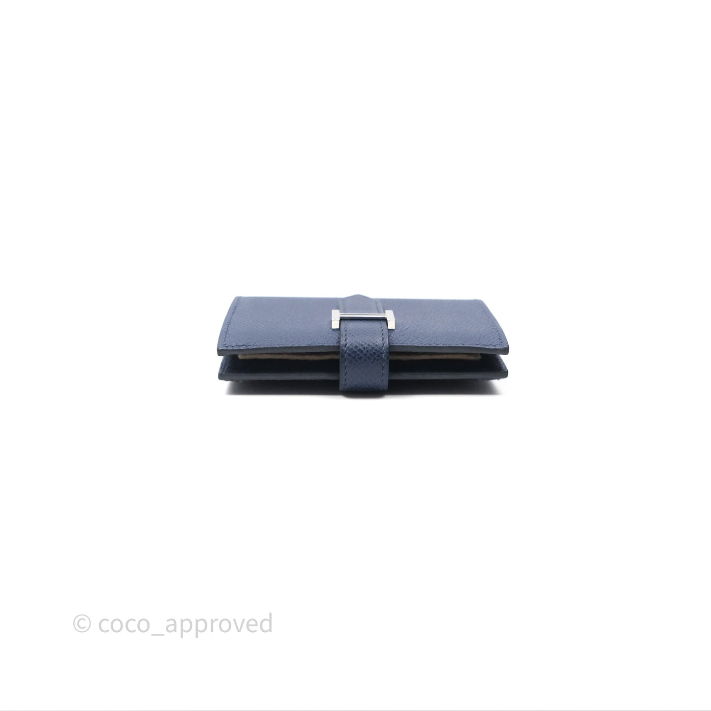 Hermès Bearn Mini Wallet Bleu Saphir 73 Epsom Palladium Hardware