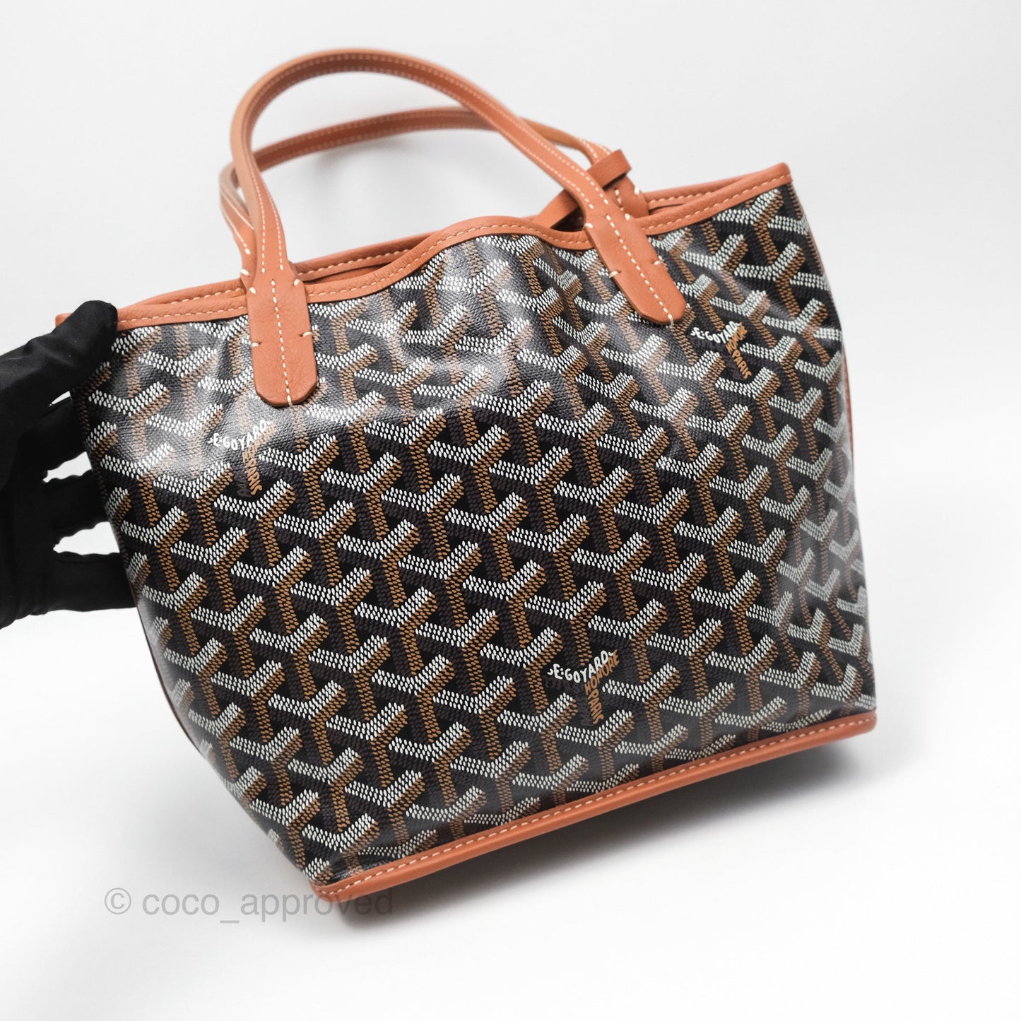 Goyard Anjou Mini Bag Goyardine Canvas Black/ Tan
