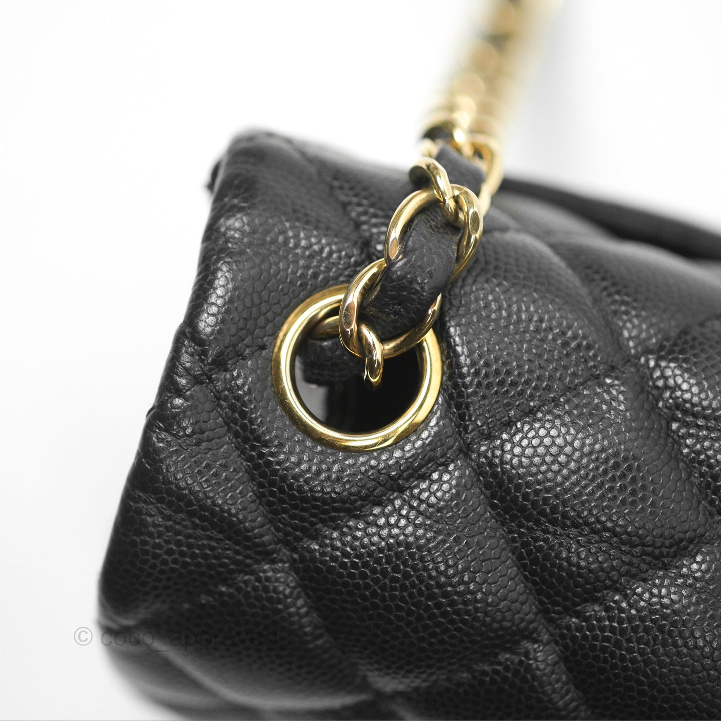 Chanel Mini Square Flap Quilted Black Caviar Gold Hardware