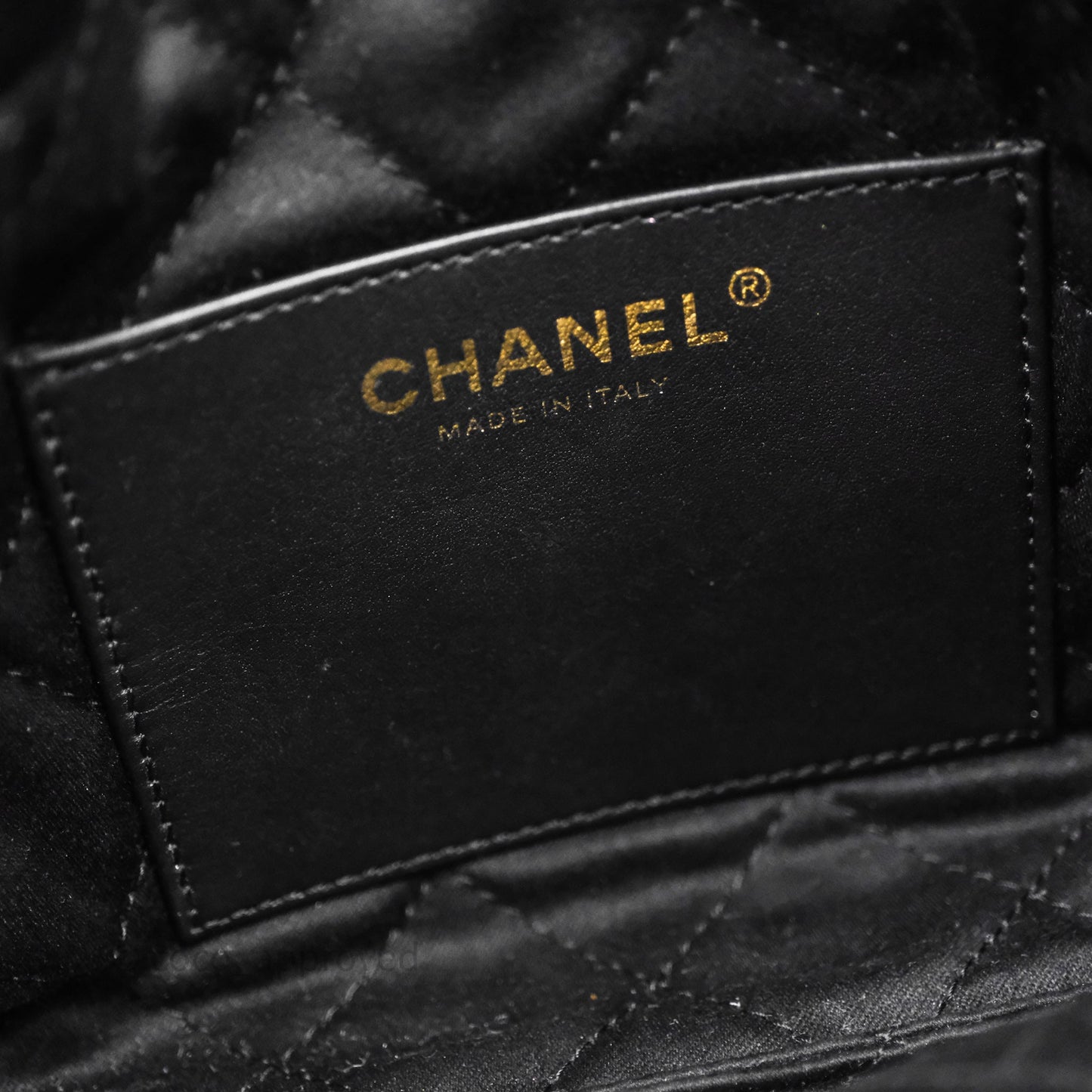 Chanel 22 Mini Bag Black Crumpled Calfskin White Lacquered Metal Logo