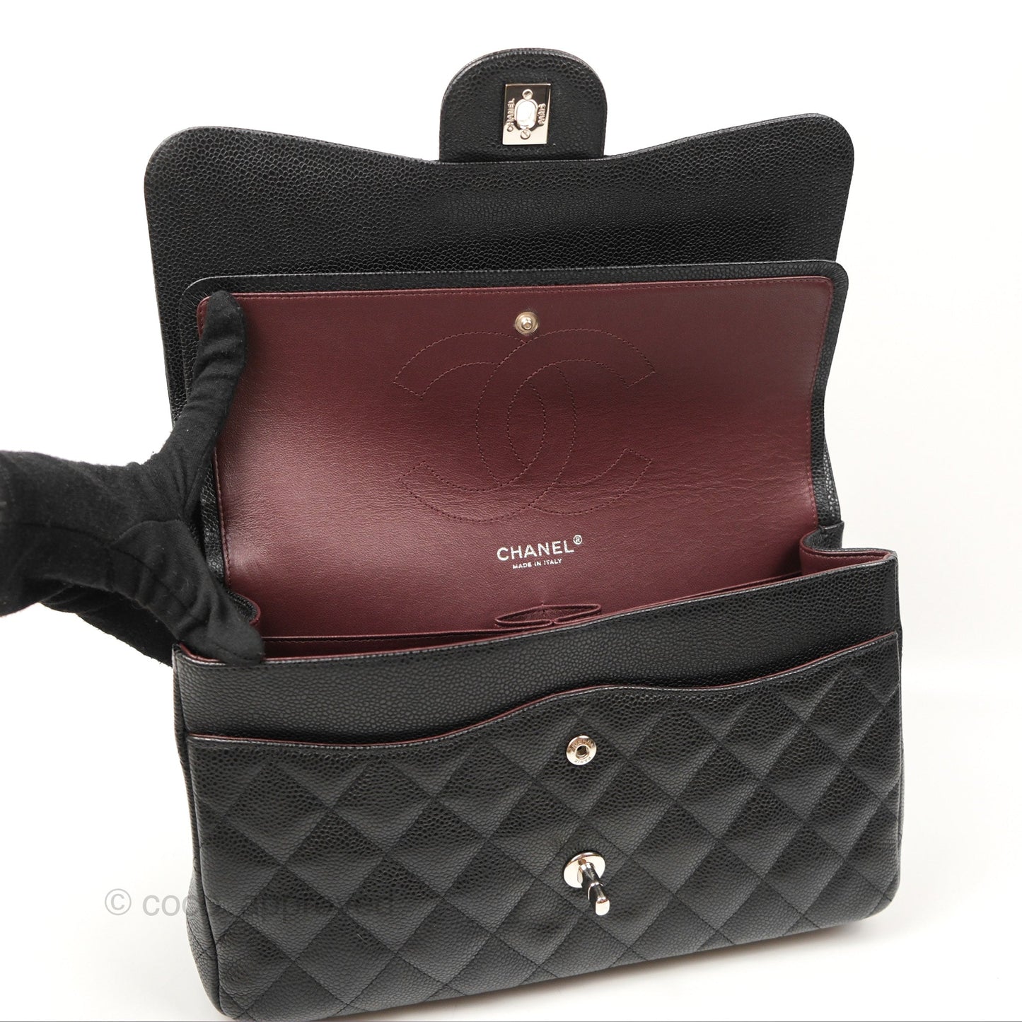 Chanel Jumbo Double Flap Black Caviar Silver Hardware⁣⁣