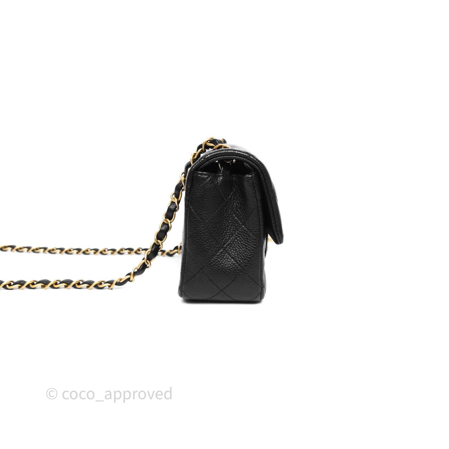 Chanel Mini Rectangular Quilted Black Caviar Aged Gold Hardware